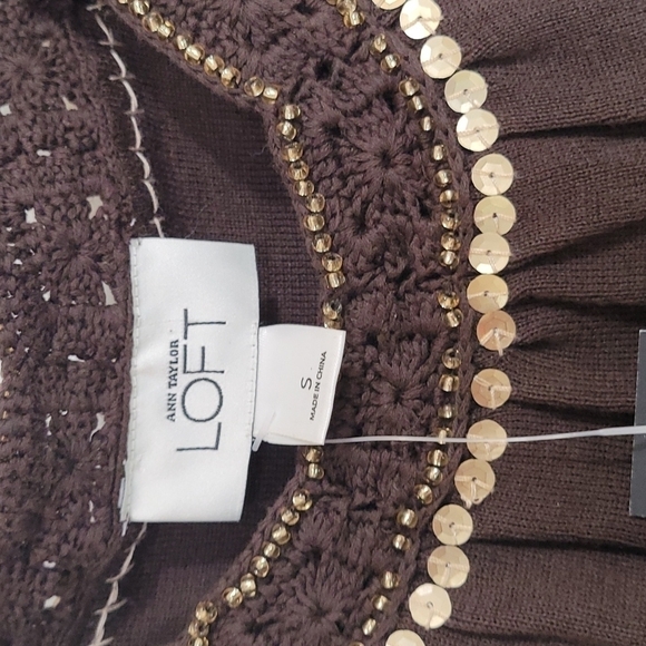 NWT Ann Taylor Loft Sleeveless Brown Sequin Top Brown Size Small - Picture 4 of 10